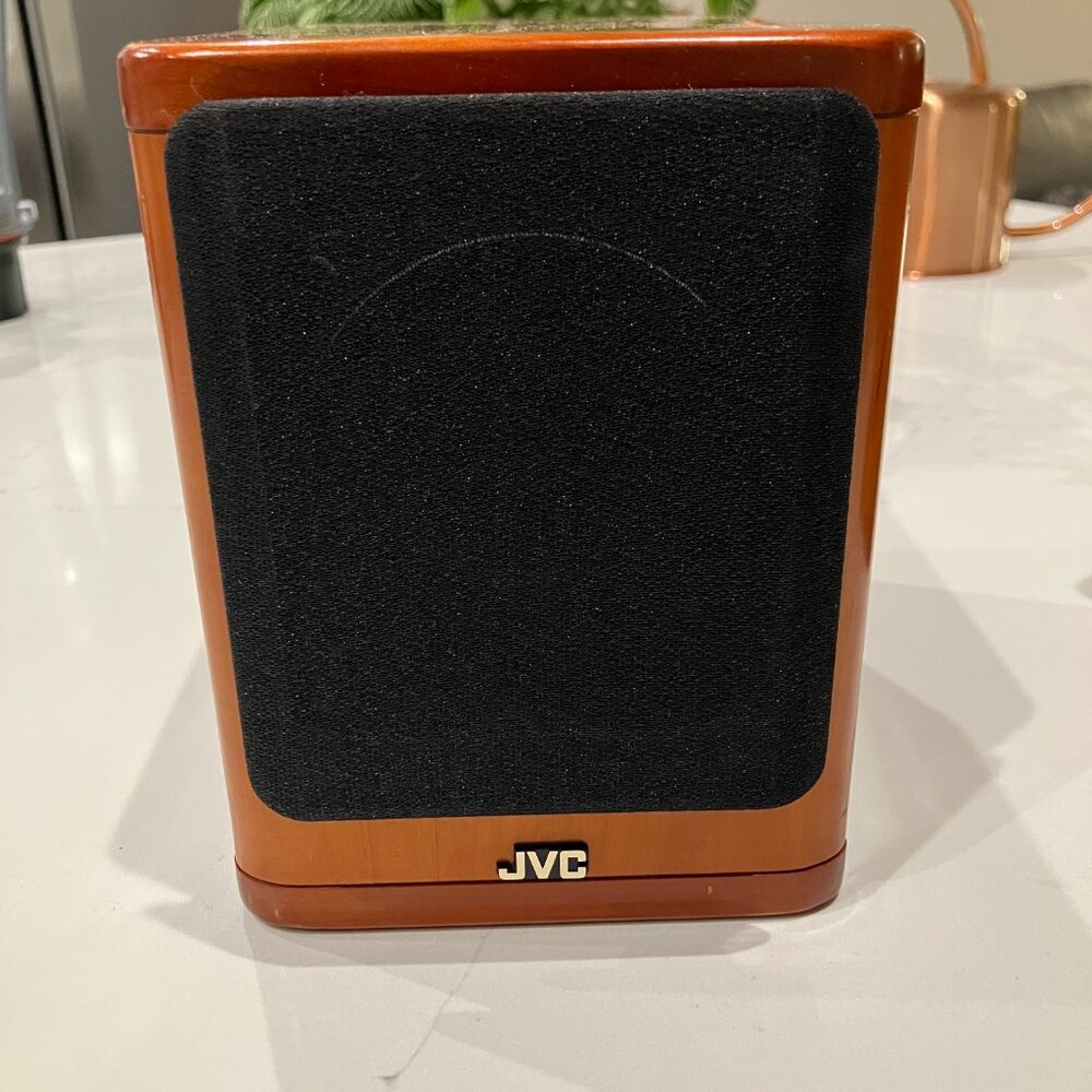 JVC Cherry Wood Tabletop Speakers Set of 2 - Picture 2 of 4